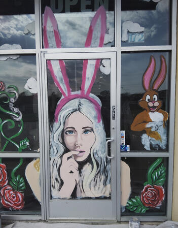 Novelty shop window art for easter. Novelty shop window art for easter.